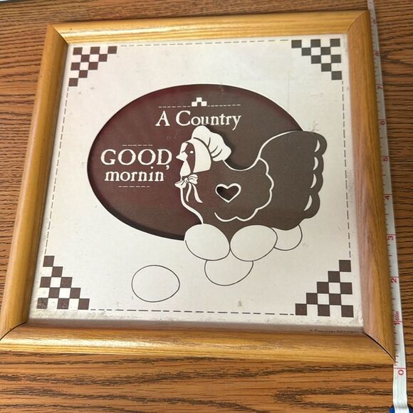 Framed Sign - A Country Good Mornin', Chicken & Eggs Vintage - Picture 1 of 1